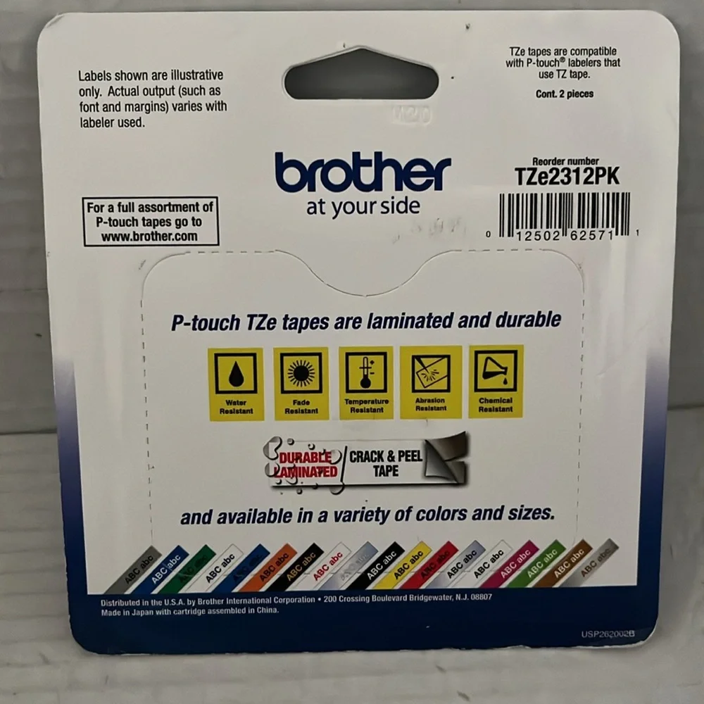 Brother Genuine P-Touch TZe-231 2pk Tape (TZE2312PK) ½”(0.47”) x 26.2 ft. 12x8mm